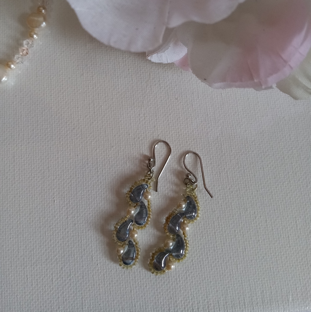Handmade light blue drop earrings